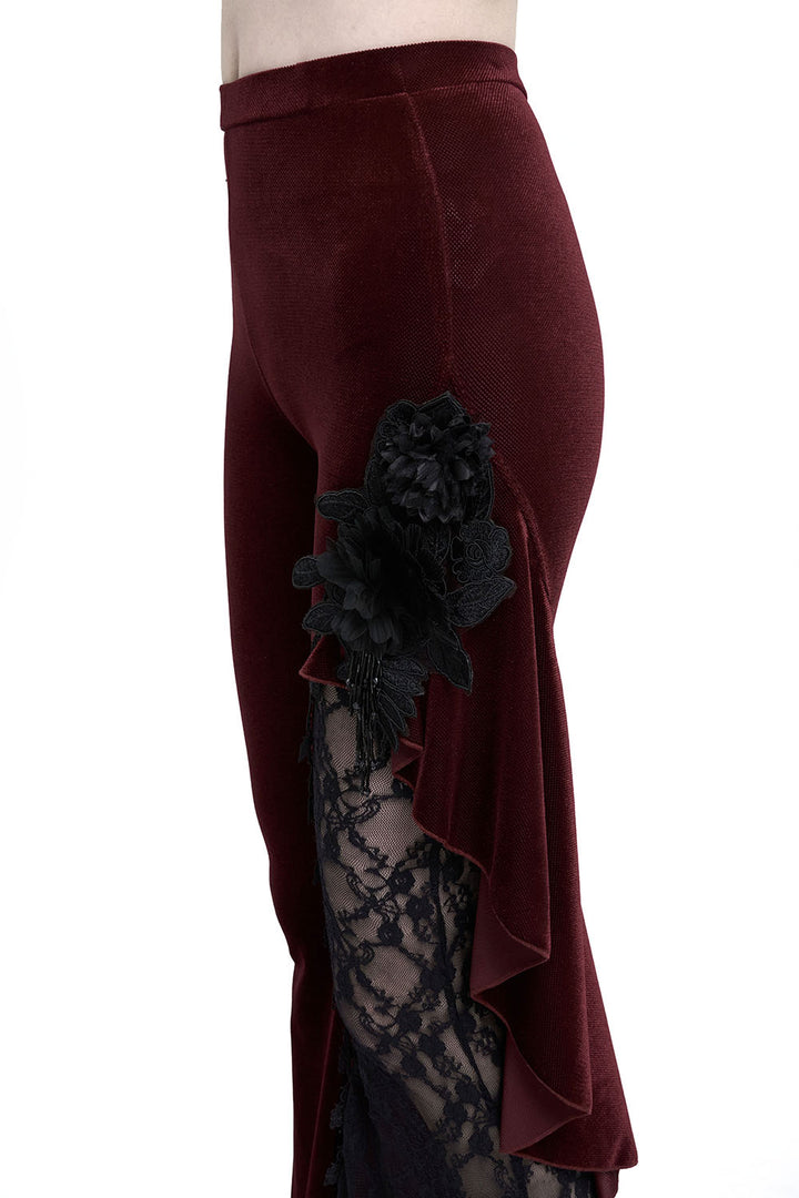 Red Wine Velvet Bell Bottoms