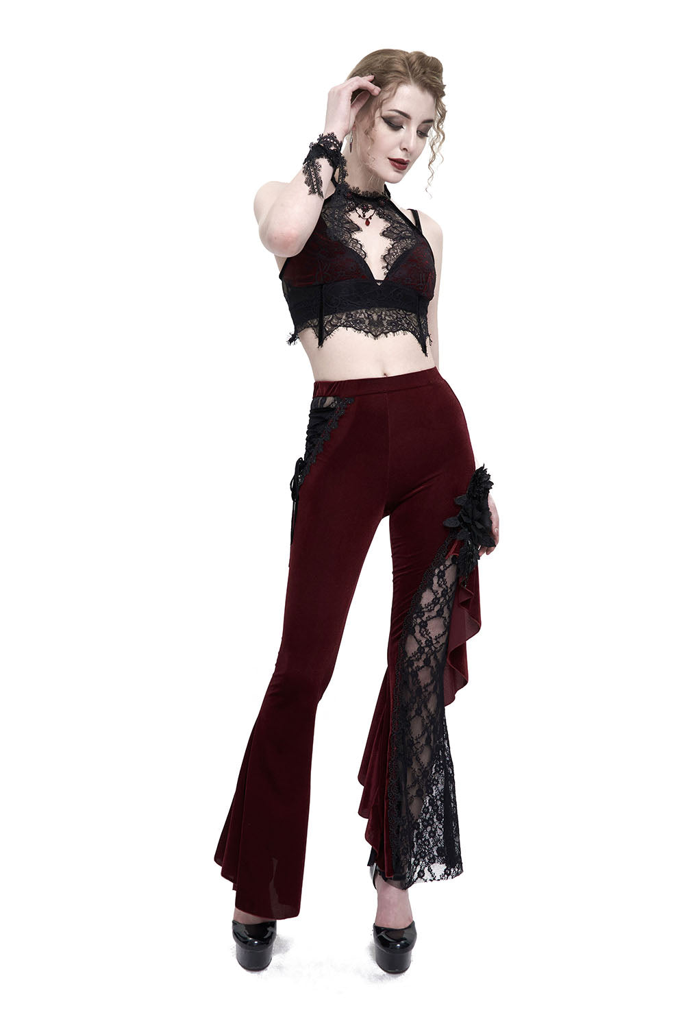 Red Wine Velvet Bell Bottoms