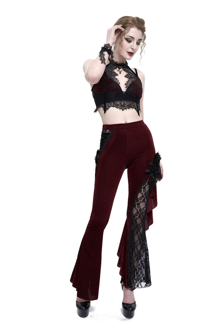 Red Wine Velvet Bell Bottoms
