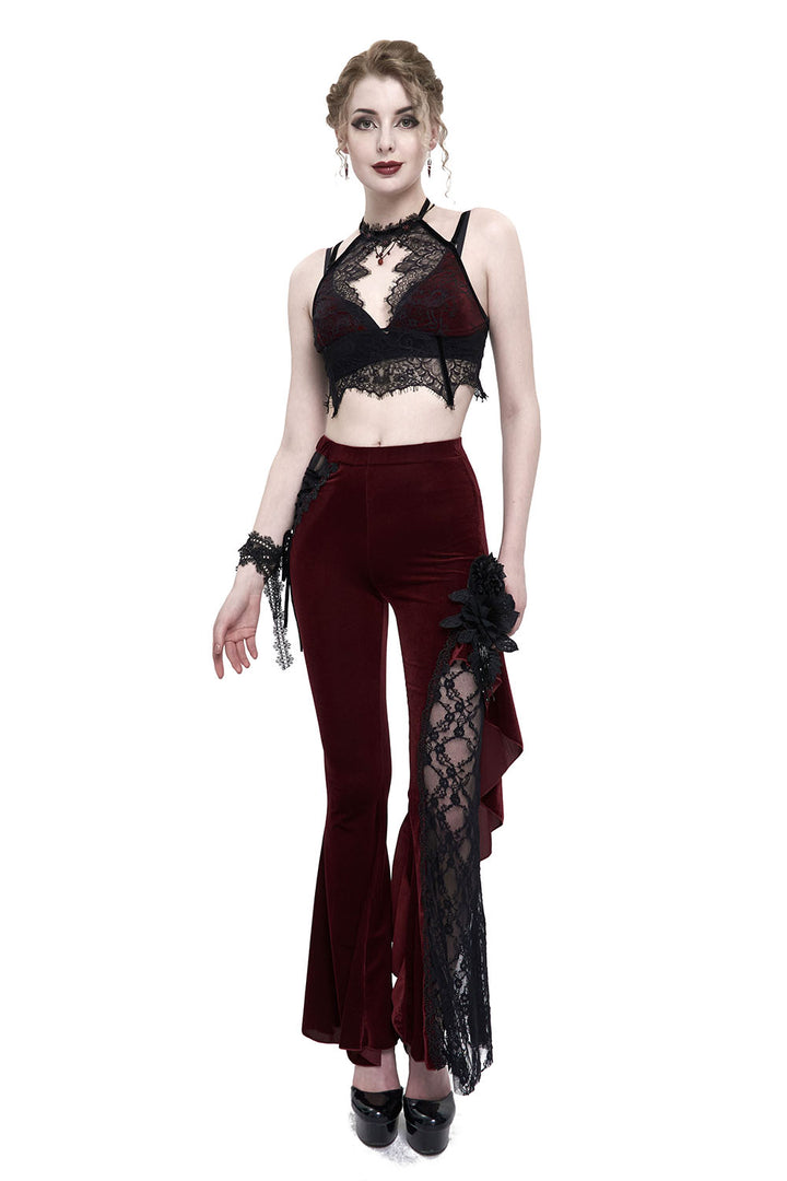 Red Wine Velvet Bell Bottoms