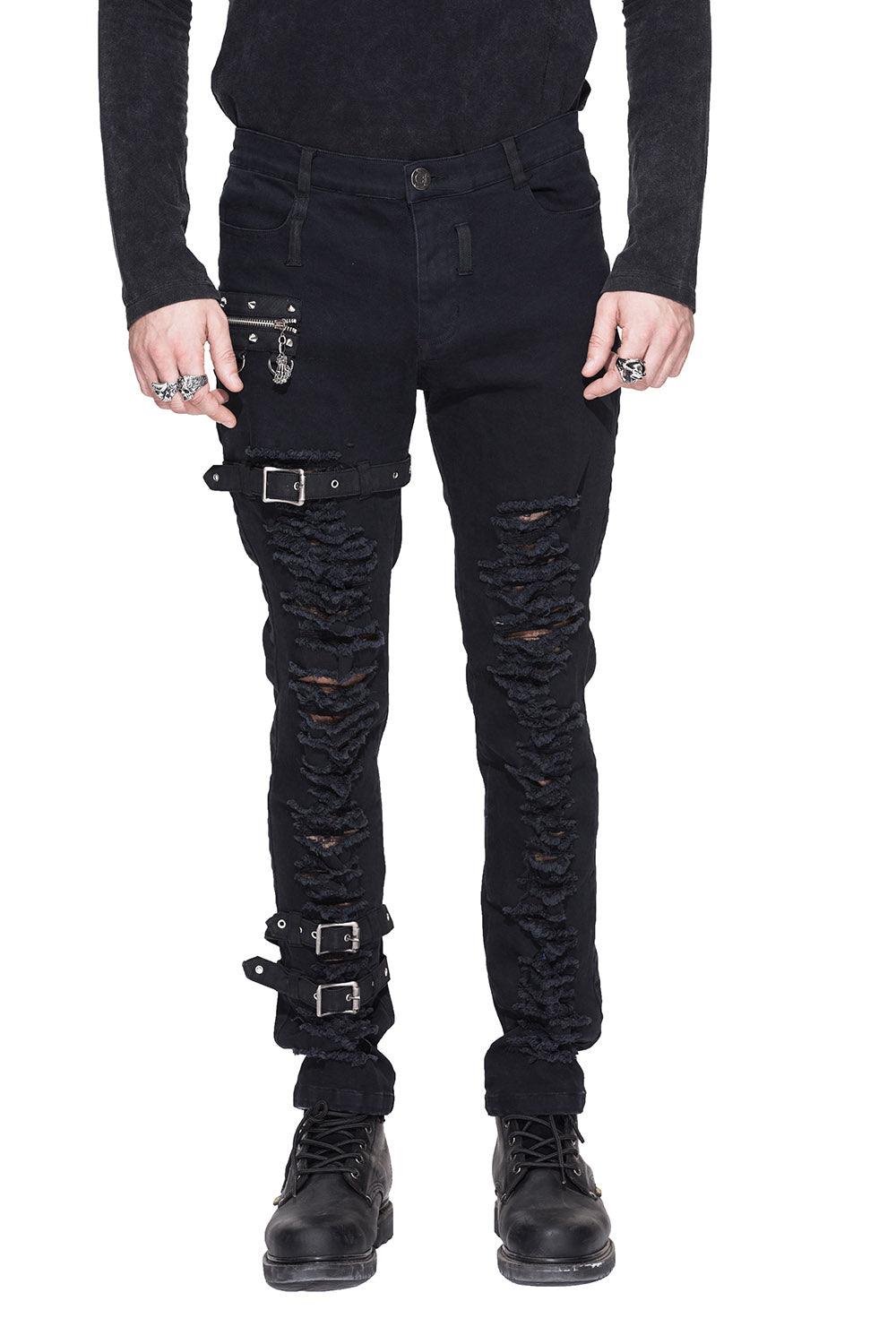 Black Fishnet Destructed Chain Jeans