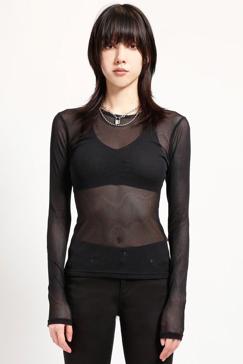 Tripp Ladies Long Sleeve Fishnet Shirt XS — Goth Womens Tops — Tripp Nyc