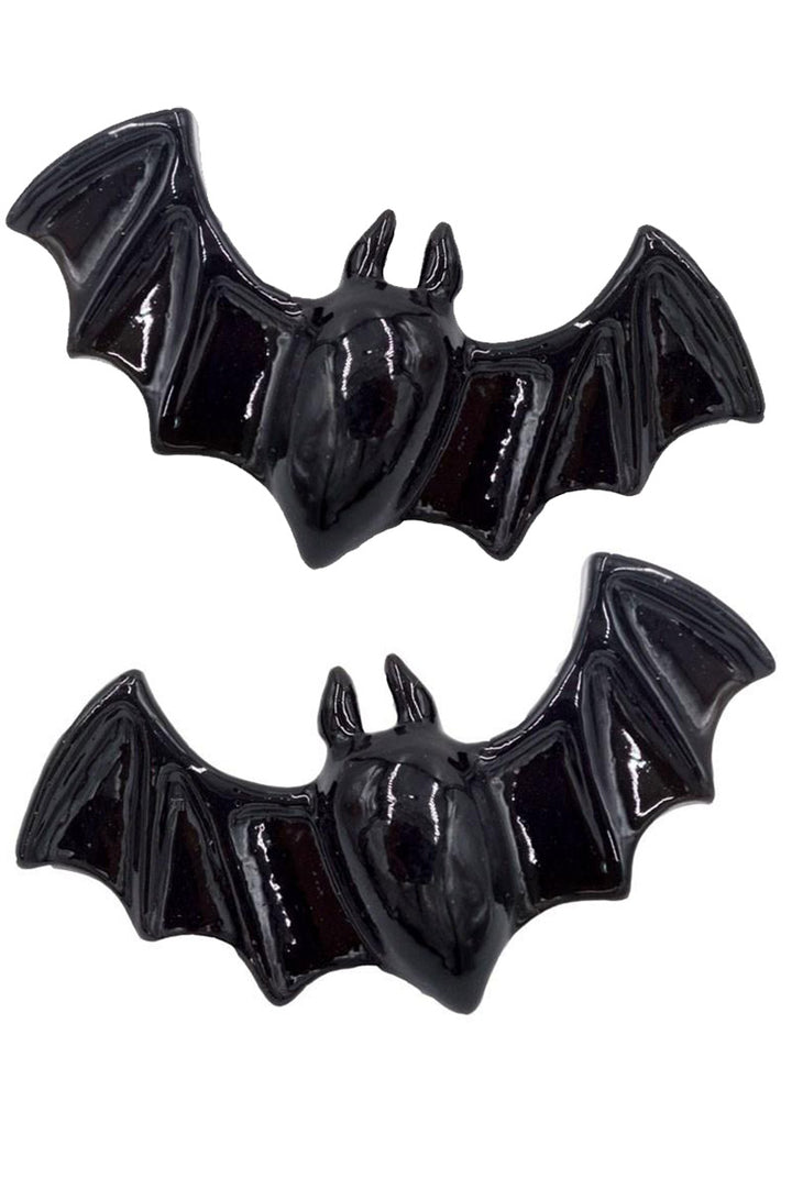 Horquillas para el pelo con forma de murciélagos negros pequeños (par)
