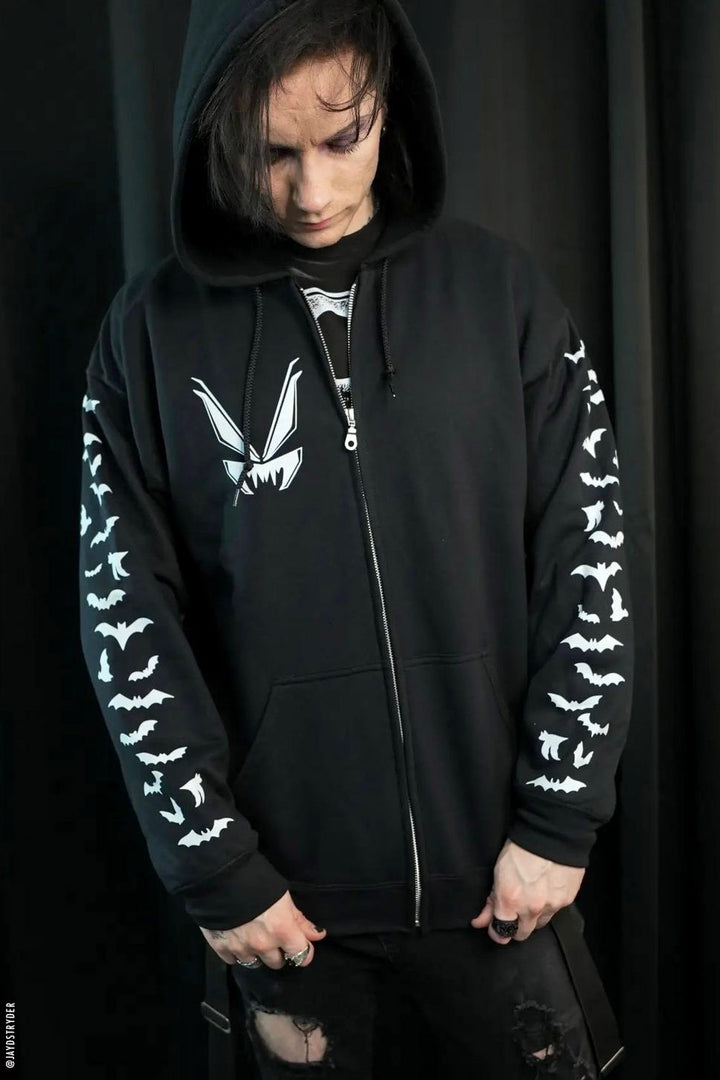 Sudadera con capucha y cremallera con mangas de murciélago VF