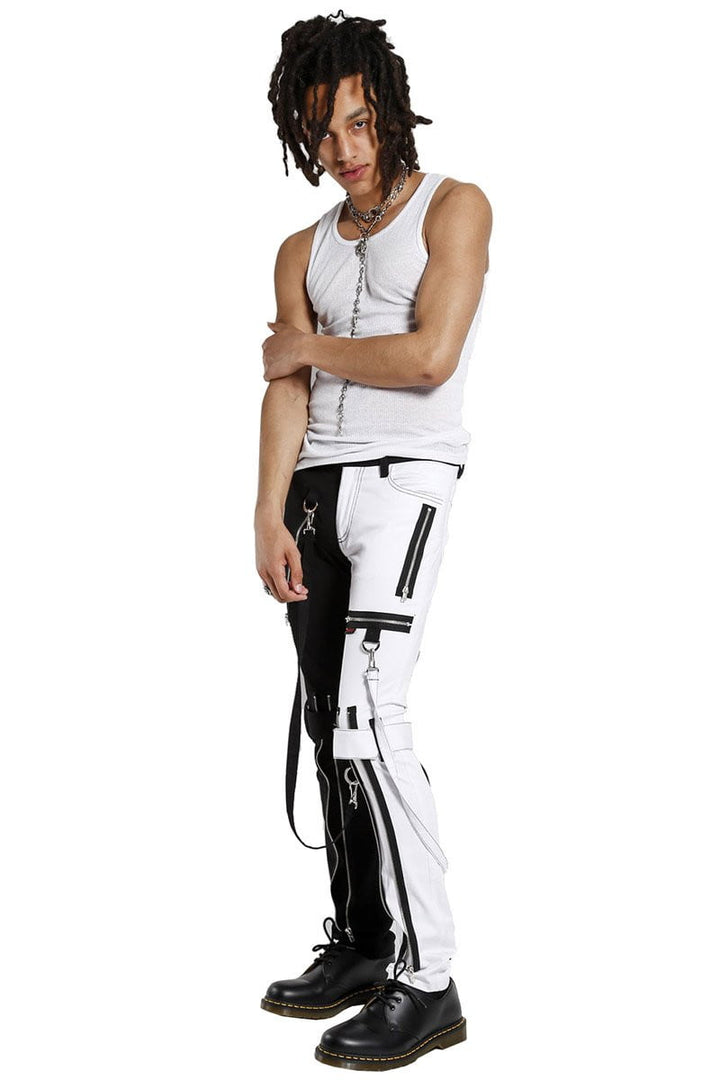 Tripp Split Leg Bondage Pants (Black / White) - Vampirefreaks Store