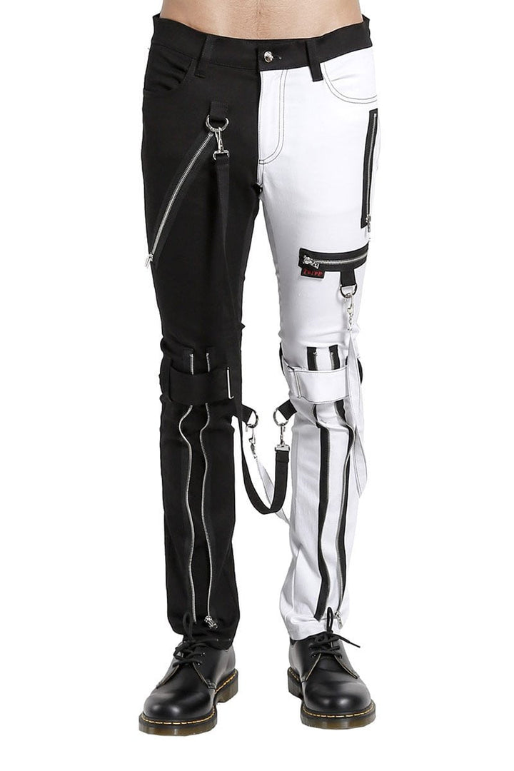 Tripp Split Leg Bondage Pants (Black / White) - Vampirefreaks Store