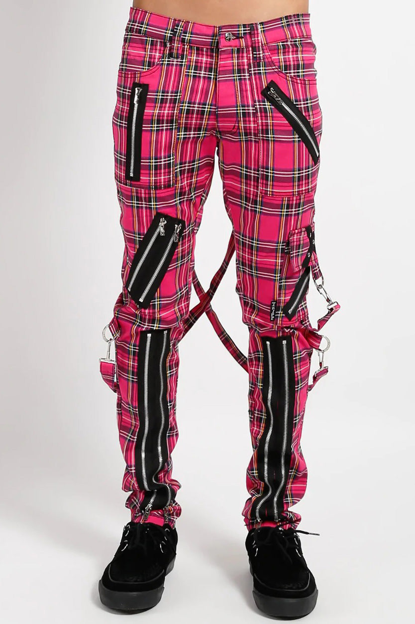 Hot Topic Women's Black & Red Plaid Split Leg Pants Size M Grunge