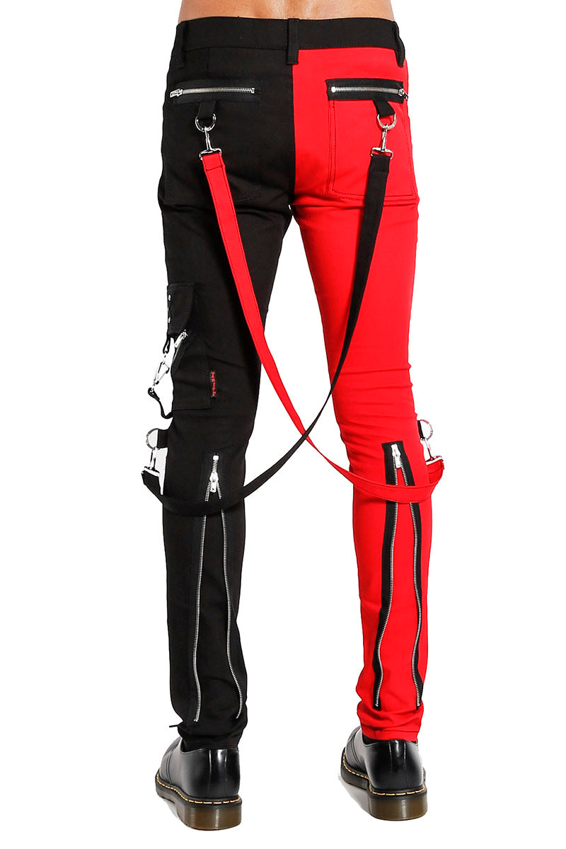 Tripp NYC Split Leg Bondage pants (Black / Red) - Vampirefreaks Store