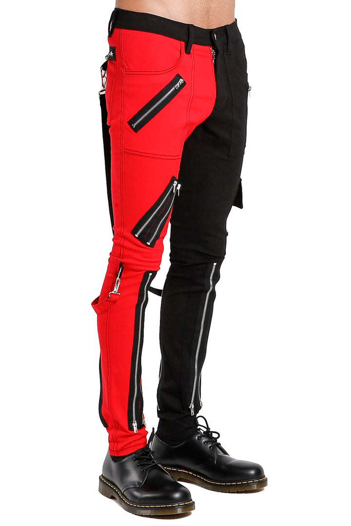 Tripp NYC Split Leg Bondage pants (Black / Red) - Vampirefreaks Store