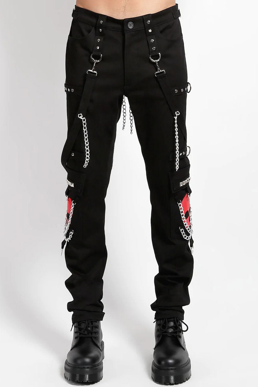 Tripp NYC Skull Bondage Pants [Black/Red Skulls]