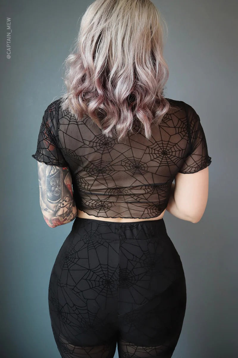 Spiderweb Mesh Short Sleeve Top