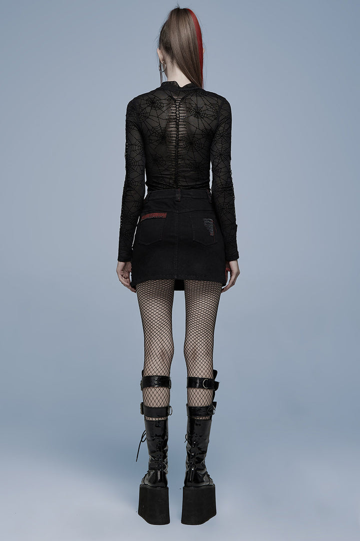black spiderweb mesh top