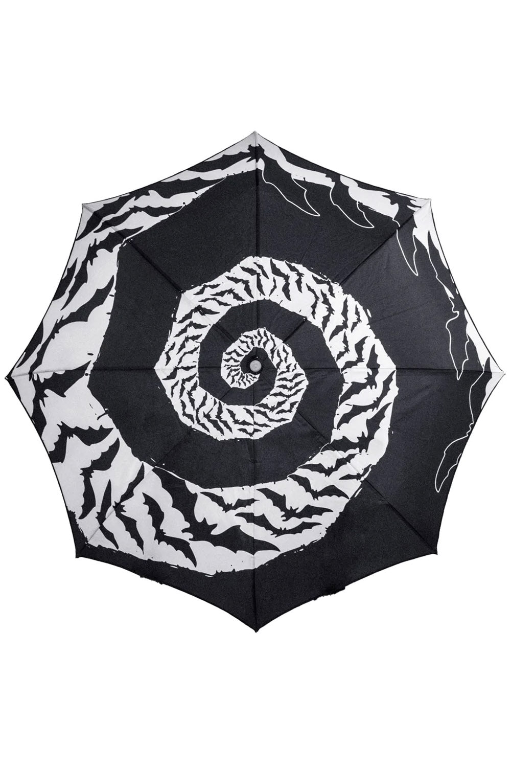 Fledermauswirbel-Regenschirm mit Totenkopfgriff