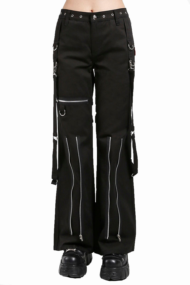 Women’s Chains Black Rhinestones Gothic Punk Buckles Pant Emo Tripp Pants