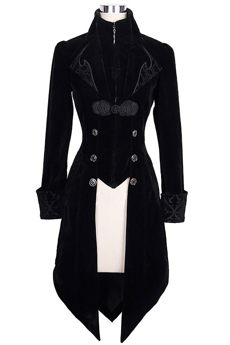 buttoned gothic velvet victorian  jacket with tailcoat