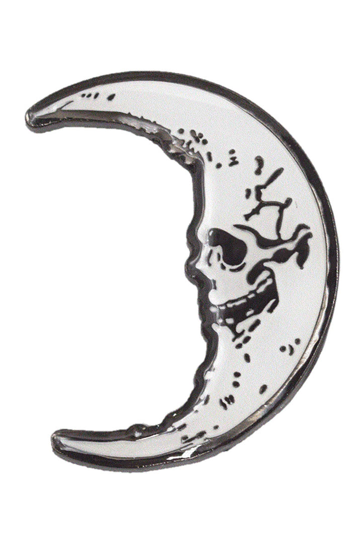 Pin de esmalte con forma de media luna y calavera