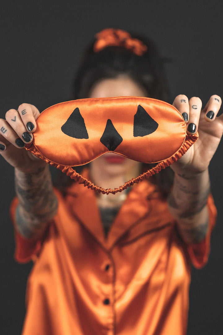 satin pumpkin pajama set by lively ghosts