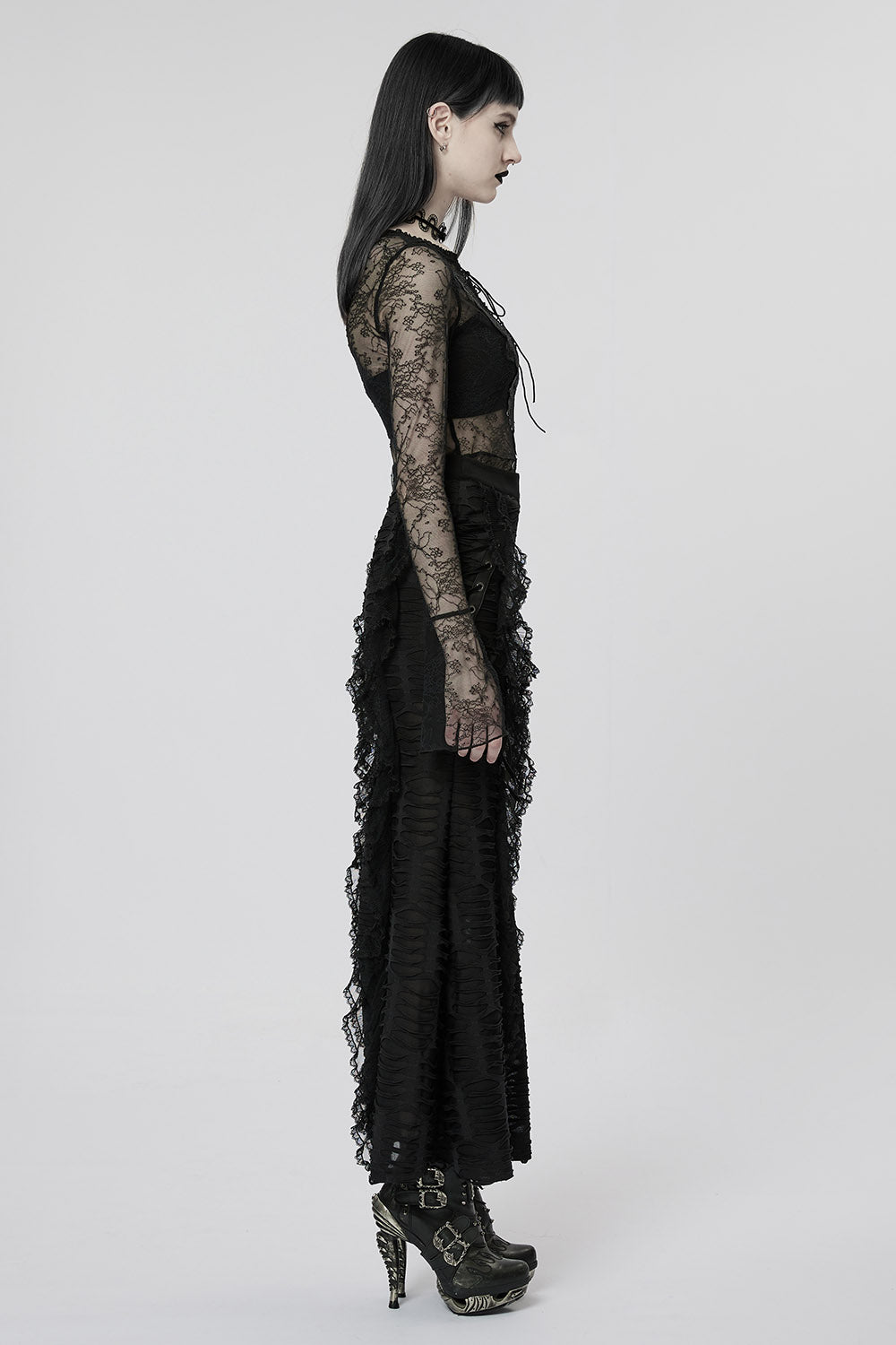 Mortician Maxi Slit Skirt