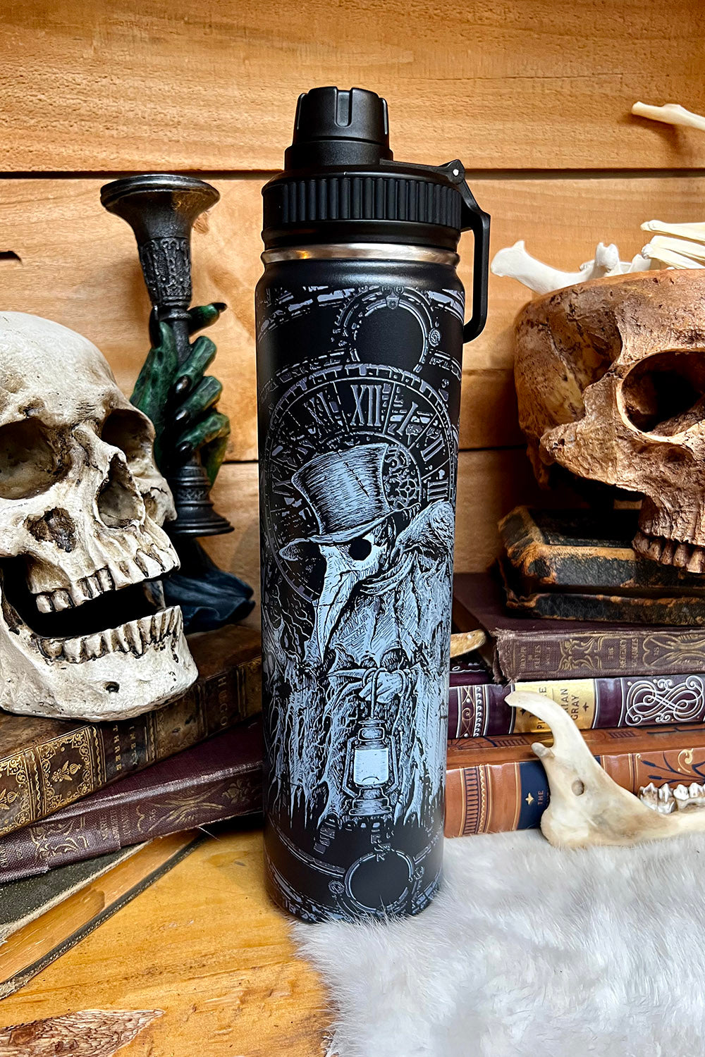 Plague Doctor 24 Oz Water Bottle Tumbler
