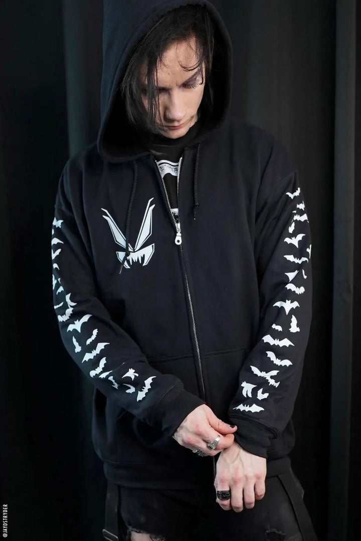 Sudadera con capucha y cremallera con mangas de murciélago VF