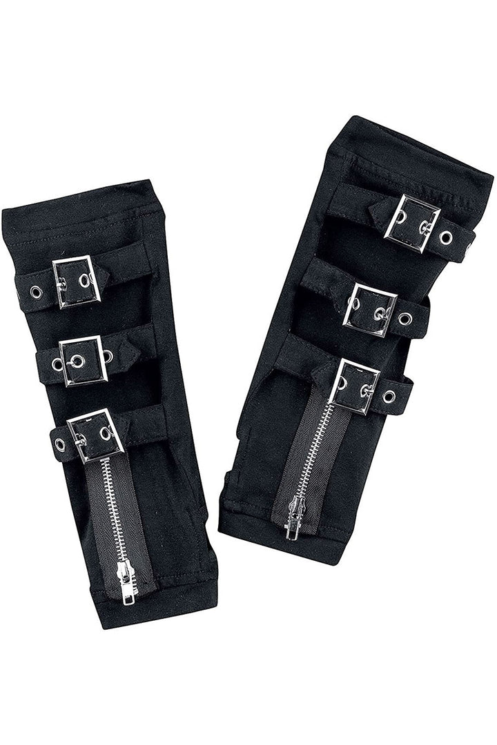 goth buckled gloves