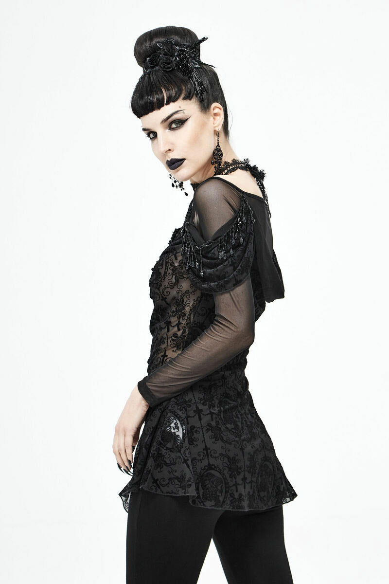 gothic blouse with mesh sleeves