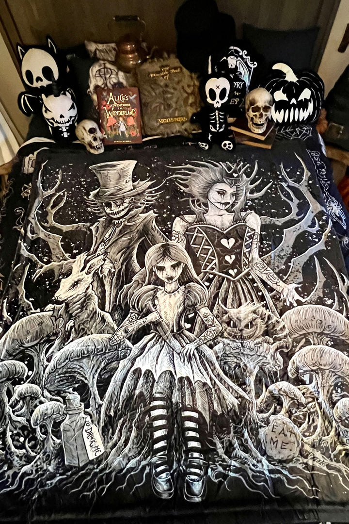 Malice in Wonderland Throw Blanket