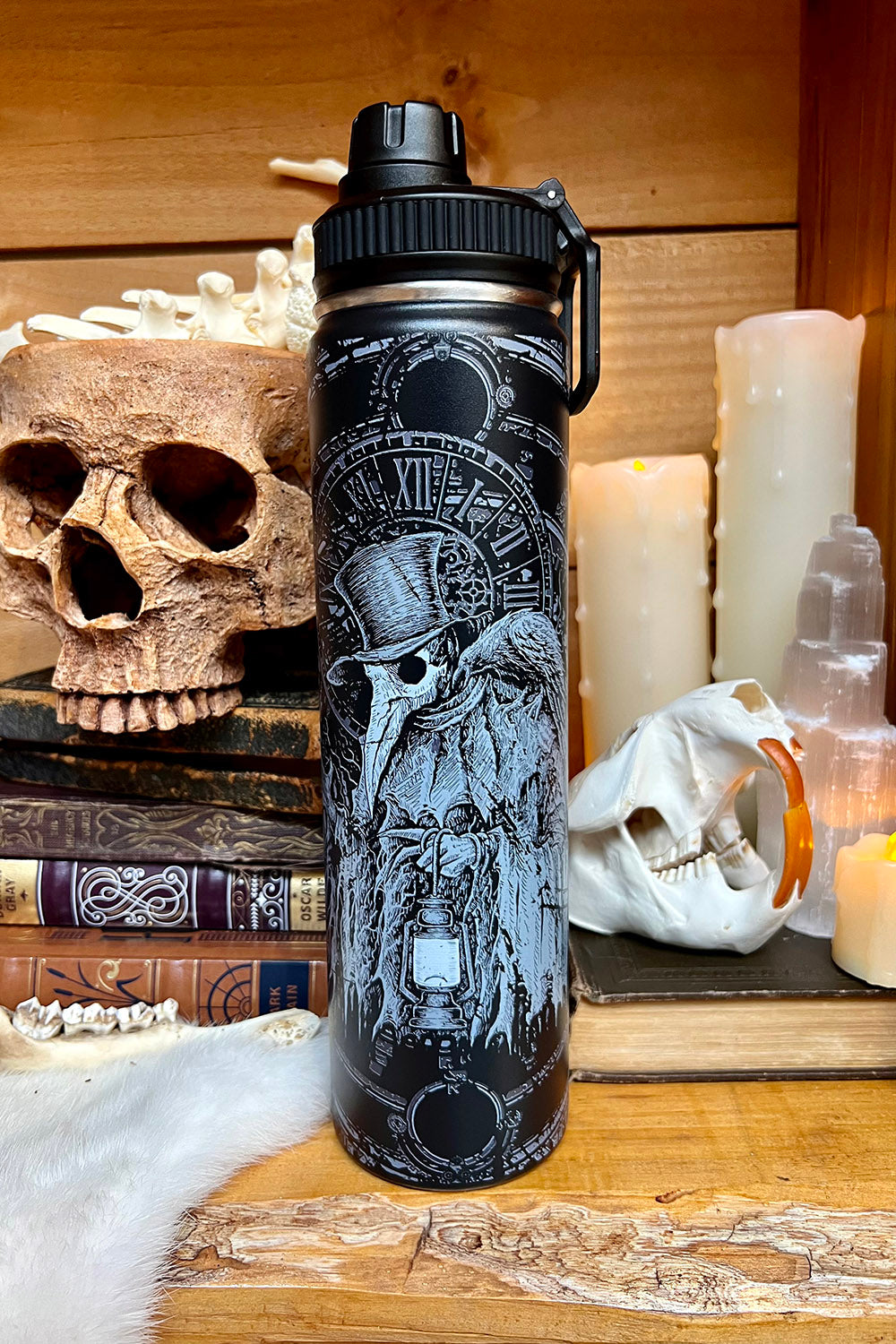 Plague Doctor 24 Oz Water Bottle Tumbler
