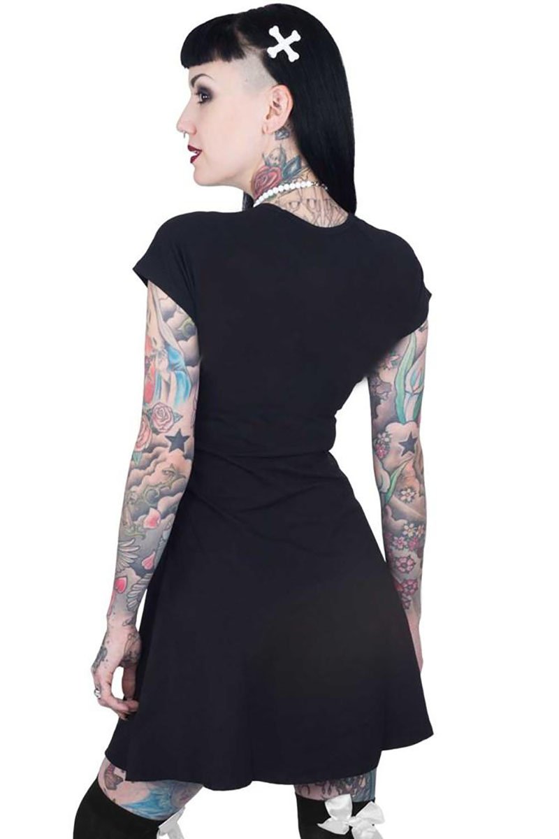 Kreepsville 666 Skeleton White Flare Dress - Vampirefreaks Store