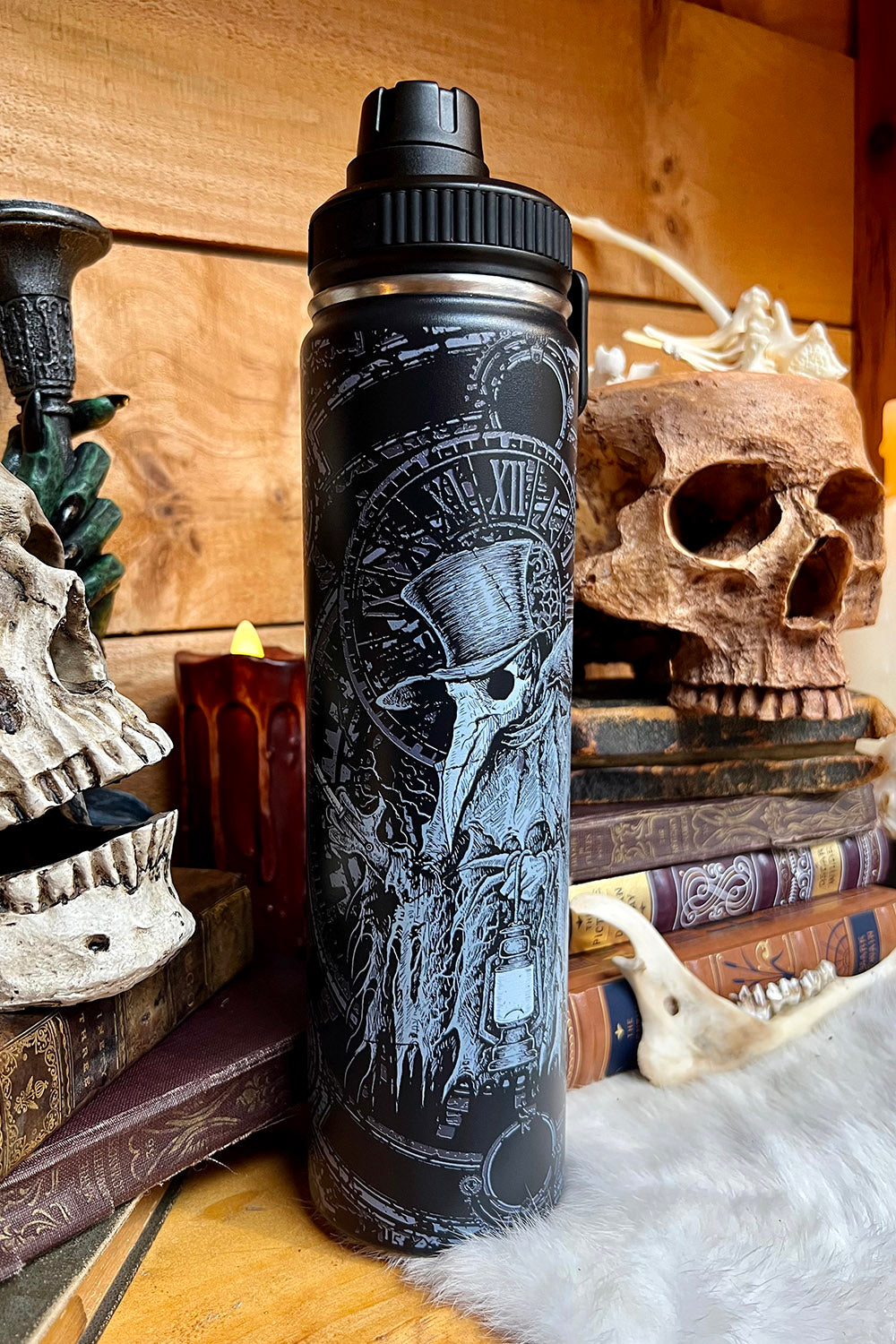 Plague Doctor 24 Oz Water Bottle Tumbler