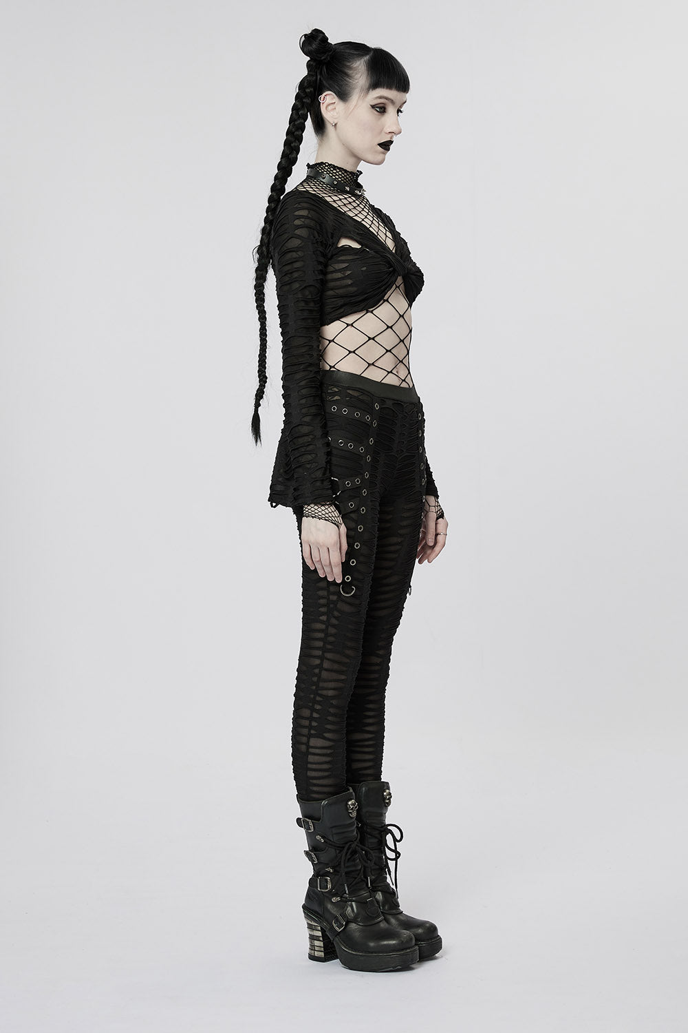 eyelet studded goth leggings