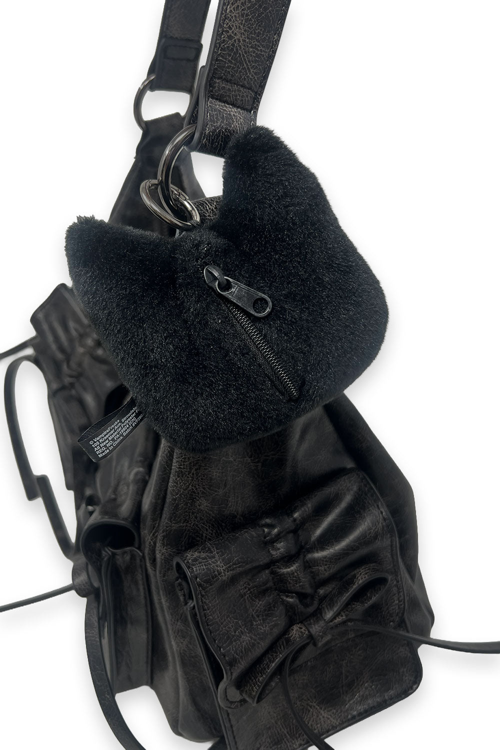black skeleton plush toy bag charm with zipper coin purse on the back