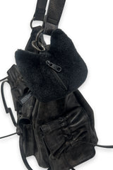 black skeleton plush toy bag charm with zipper coin purse on the back