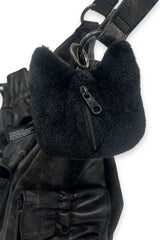 whimsigoth quirky novelty black skeleton plush toy bag charm with zipper coin purse on the back