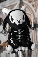 gothic black embroidered goat skeleton stuffed animal plushie
