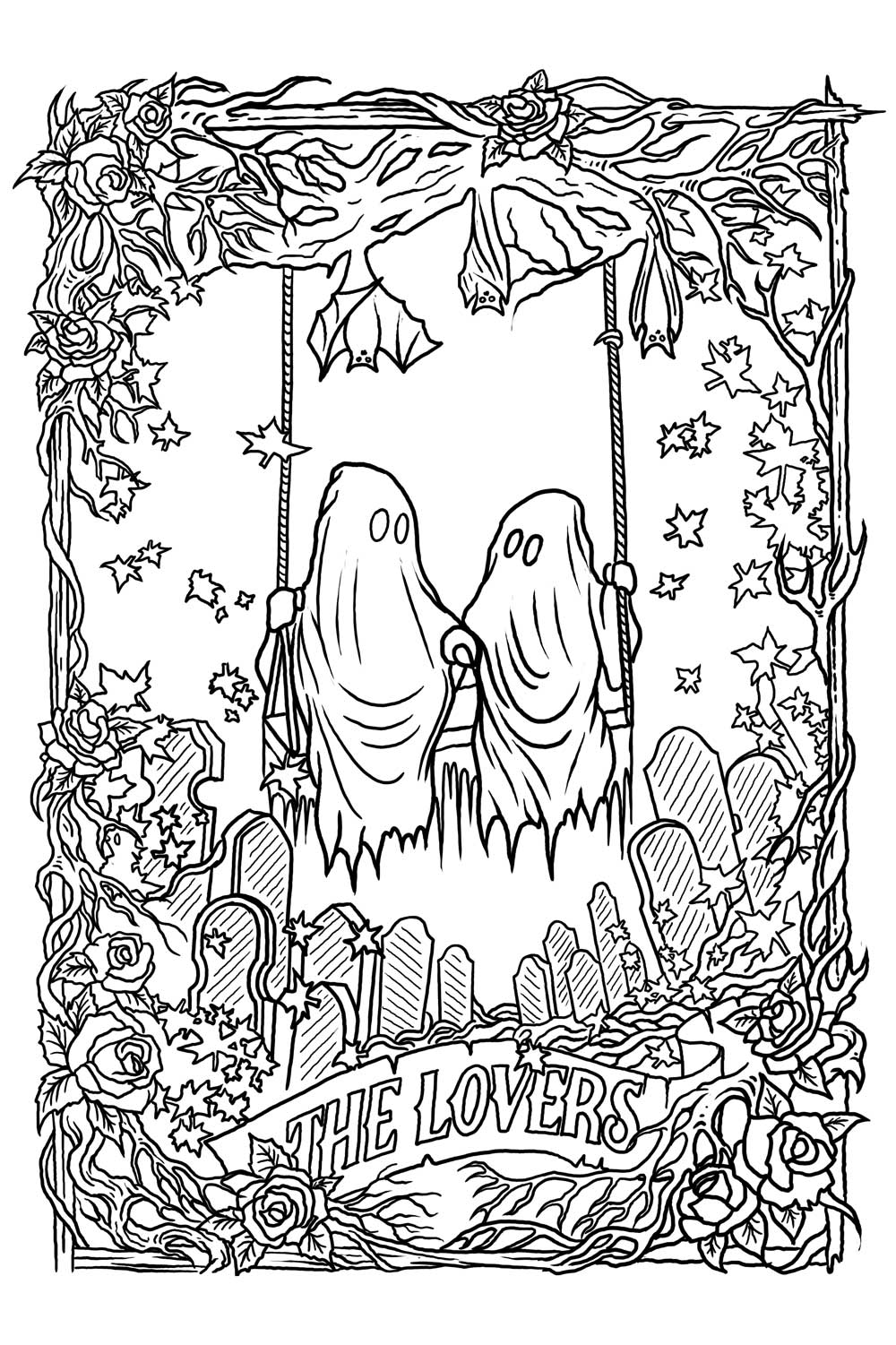 cure creepy ghost coloring book page