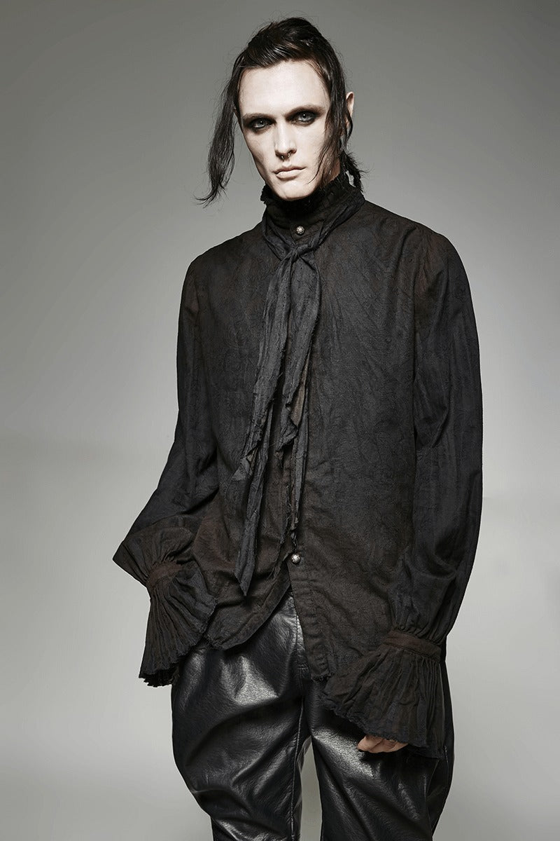 mens long sleeve antiqued puff sleeve top