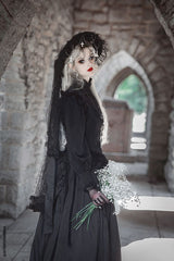 black chiffon romantic ruffled gothic long sleeve blouse