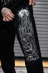 comfy goth ravens printed on sweat pants
