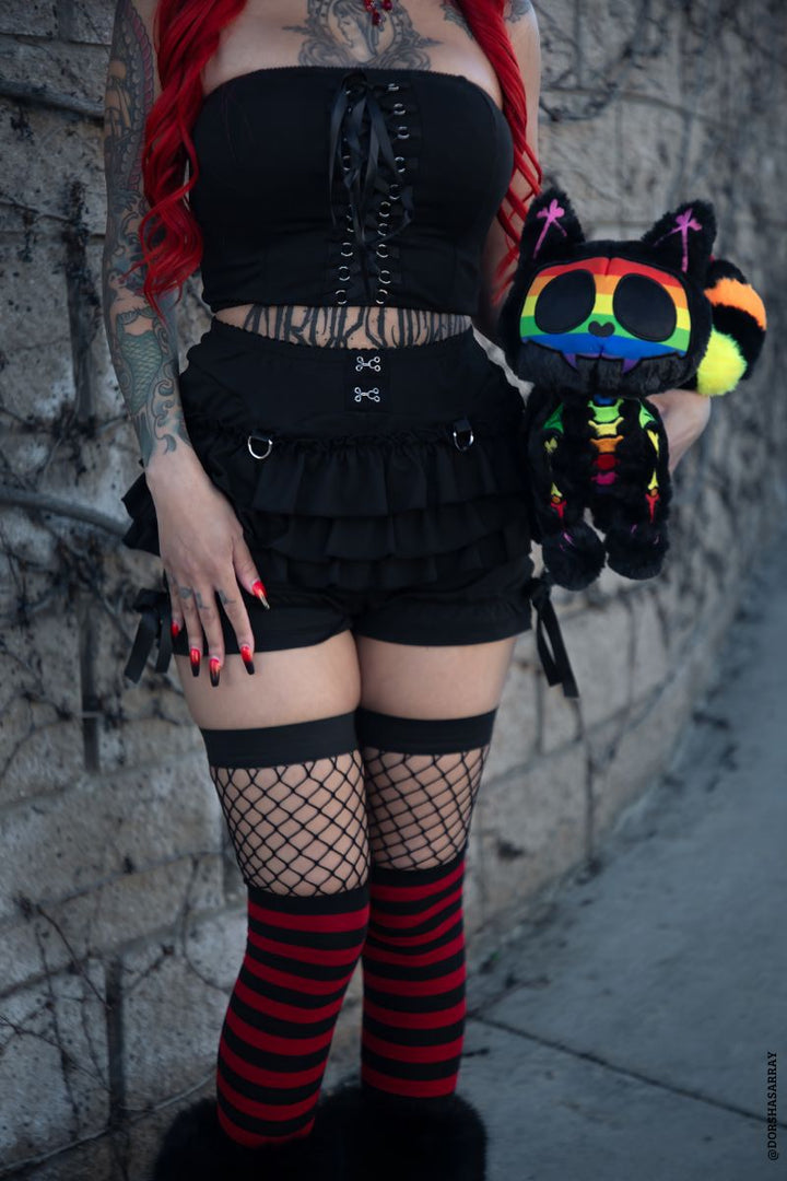 spooky cute skeleton rainbow kitty cat pride month plush toy