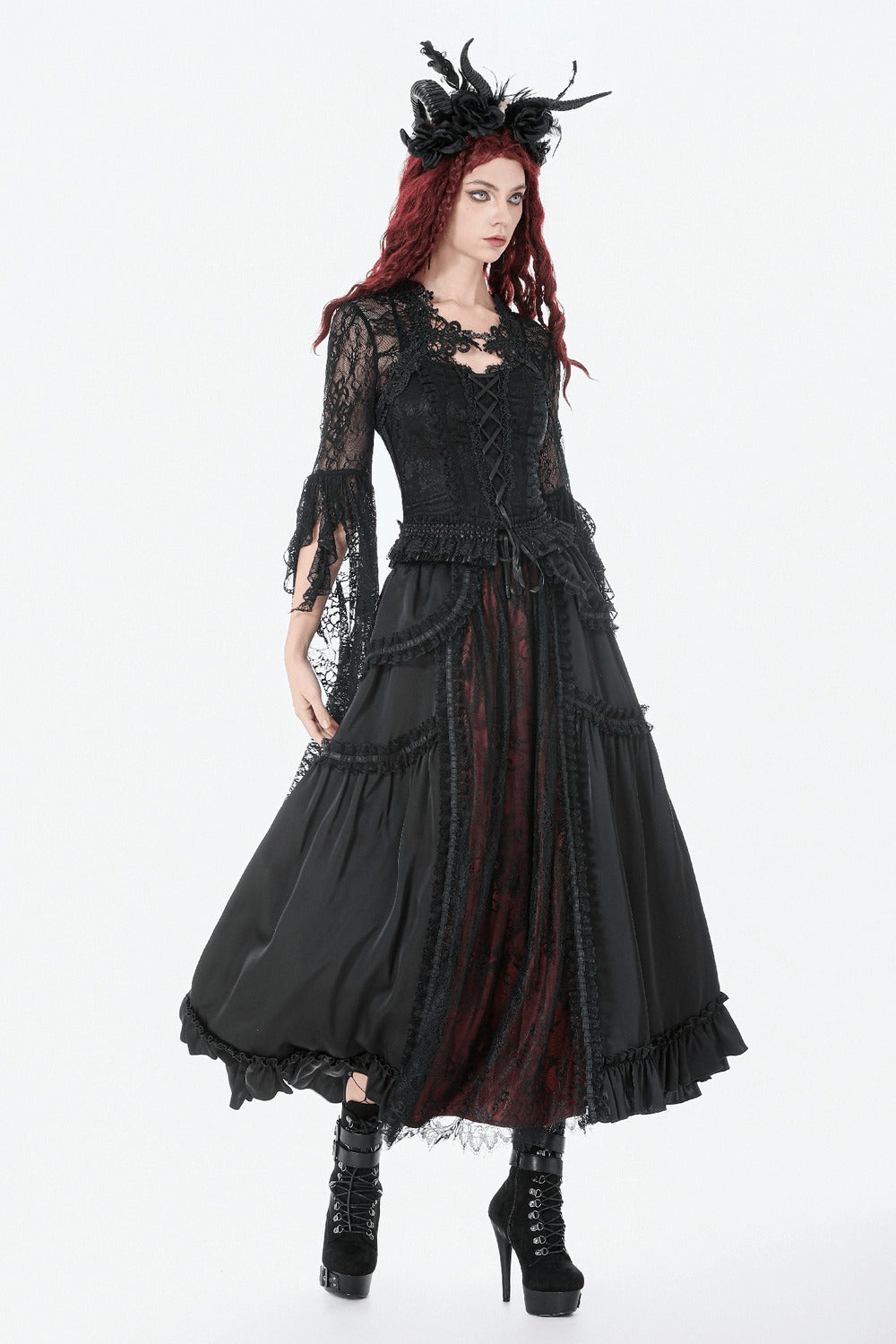 red and black layered skirt