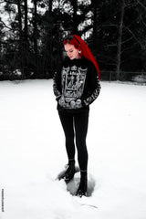 womens gothic cotton skull and raven and bat oddities hoodie