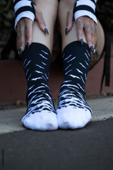 black and white knitted bat socks 