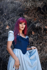 womens flattering dark blue corset for layering