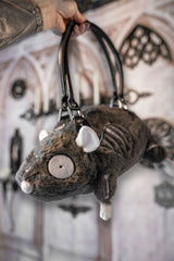 creepy cute grey stitched rat handbag