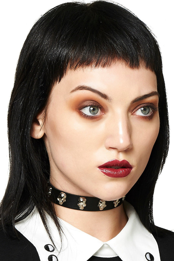 back vegan leather punk collar