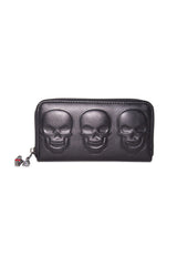 punk skull long wallet made of vegan leather 