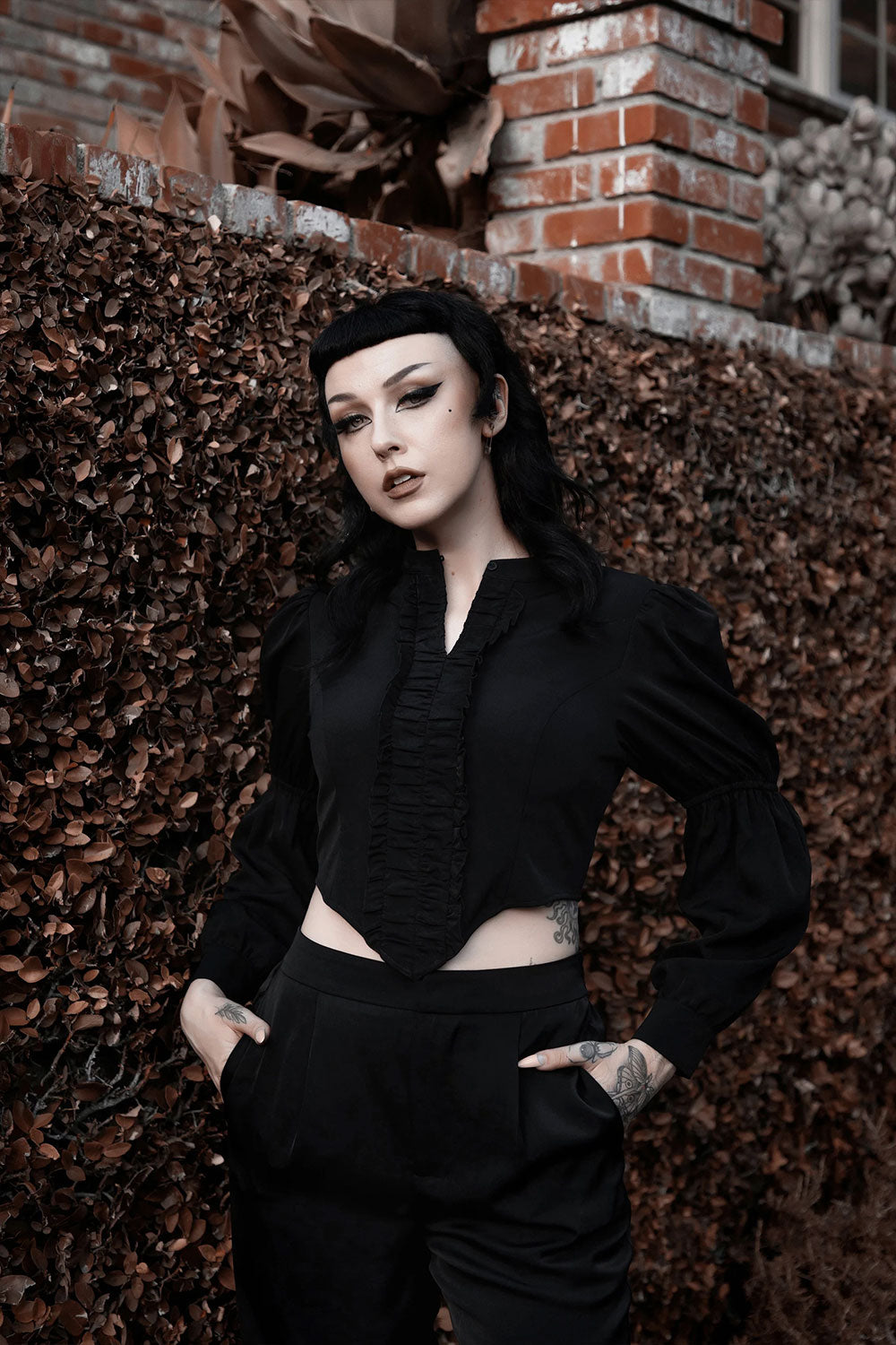 Lively Ghosts long sleeve black top for women