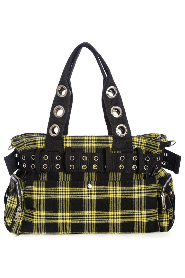 punk yellow tartan plain handbag