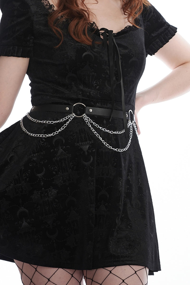 womens black vegan leather emo belt